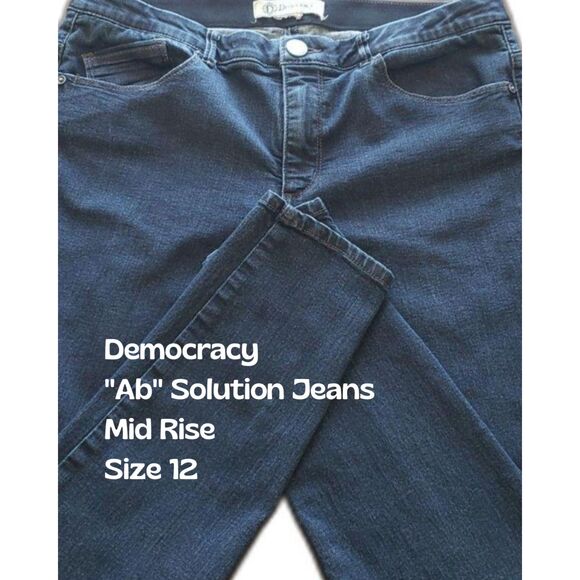 Democracy Denim - Democracy - "Ab" Solution - Mid Rise Jean - Dark Wash Blue Base Quartz - Size 12